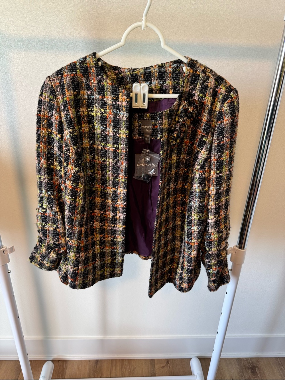 Women’s Anthracite by Muse Tweed multicolor jacket size 18W new with tags